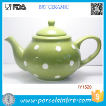 Decent Green Ceramic Pot with White Dots Tea Pot